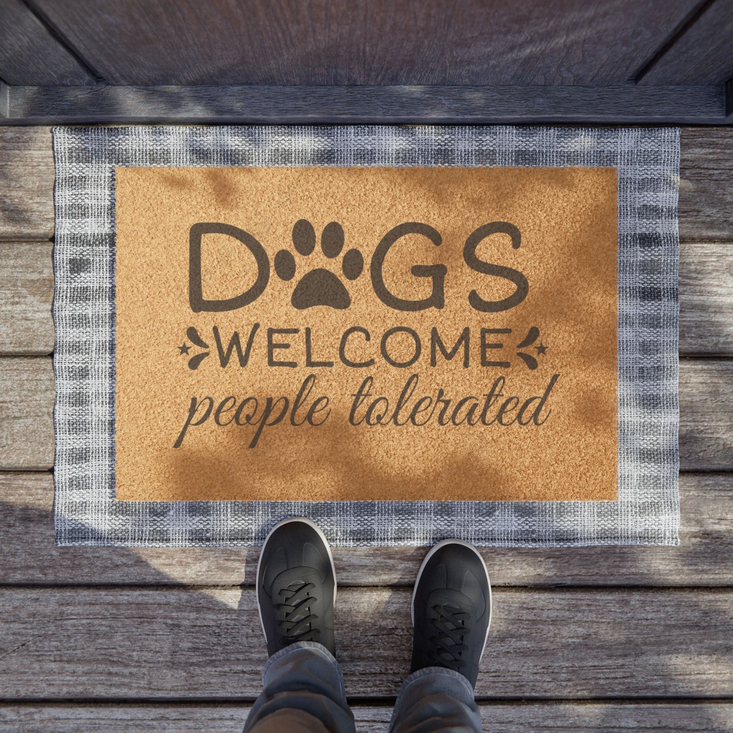Dog Lover's Welcome Doormat, Funny Home Decor, Pet-Friendly Entrance Rug, Housewarming Gift, Paw Print Design