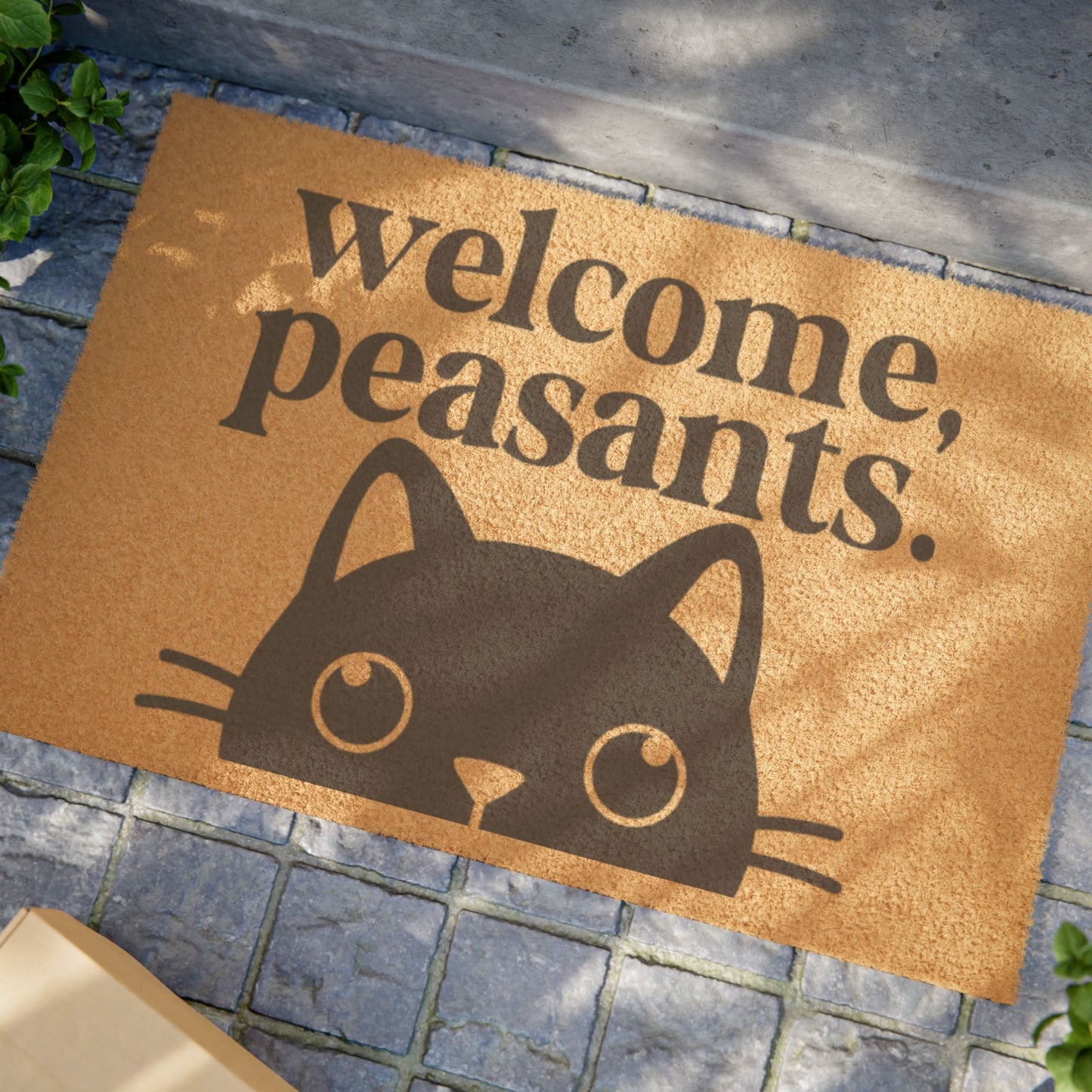 Whimsical Cat Doormat - "Welcome, Peasants!" - Funny Cat Entry Rug, Pet Lover Gift, Home Decor, Housewarming Present, Unique Welcome Mat