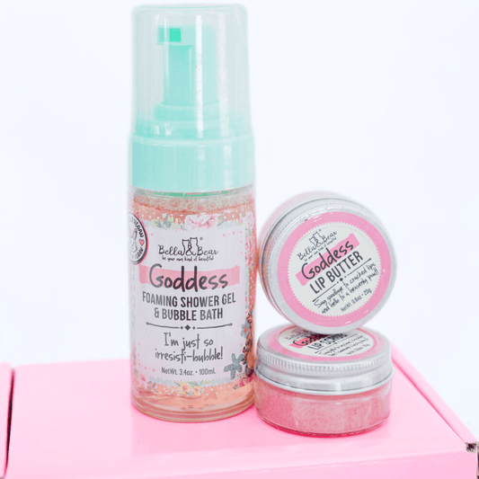 Bella & Bear Goddess Tropical Scented 2 in 1 Foaming Shower Gel & Bubble Bath & Lip Care Mini Gift Set
