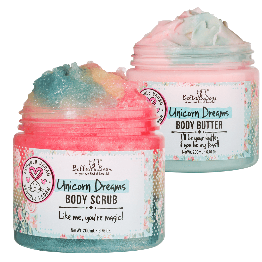 Bella & Bear Unicorn Gift Set - 3-in-1 Body Scrub & Body Butter