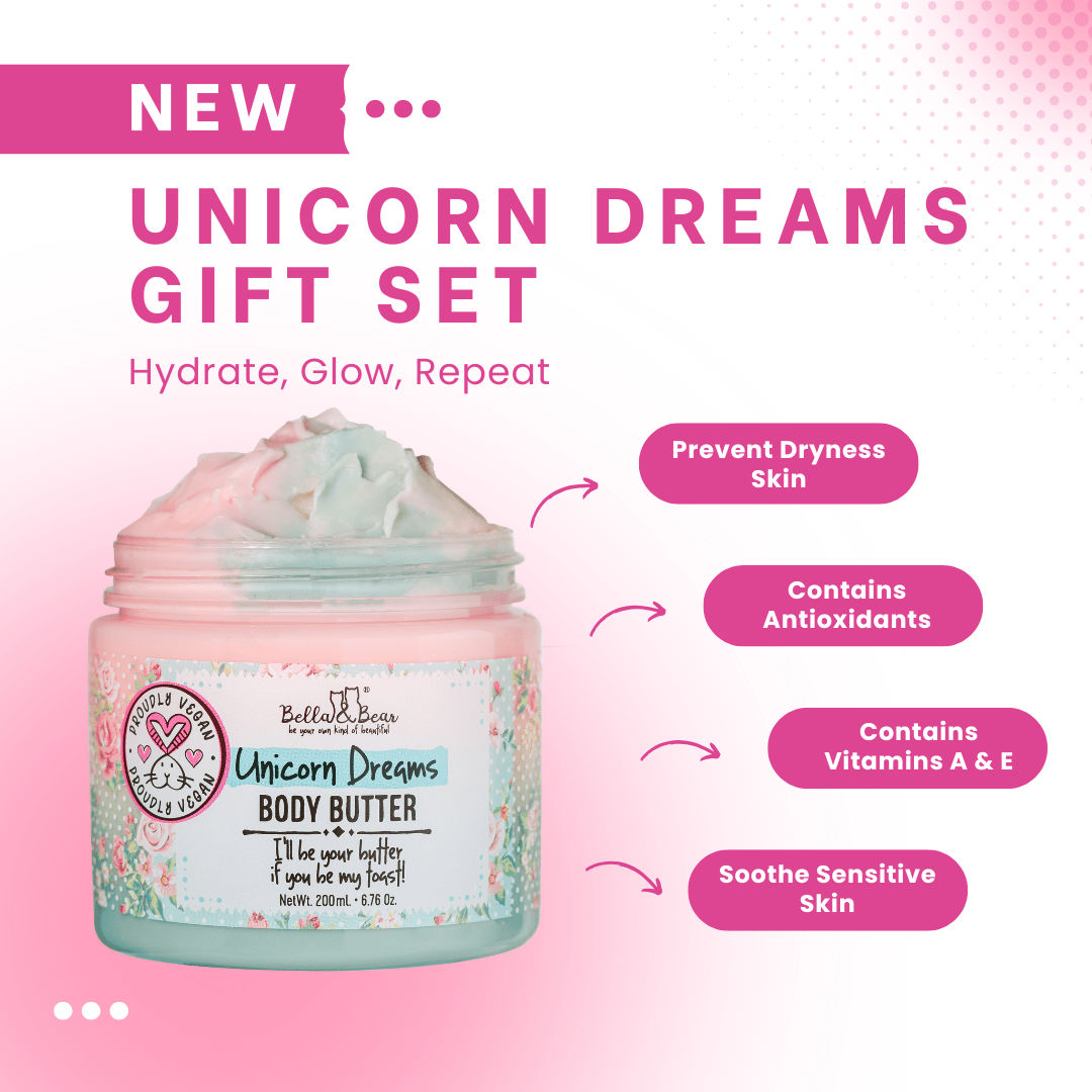 Bella & Bear Unicorn Gift Set - 3-in-1 Body Scrub & Body Butter