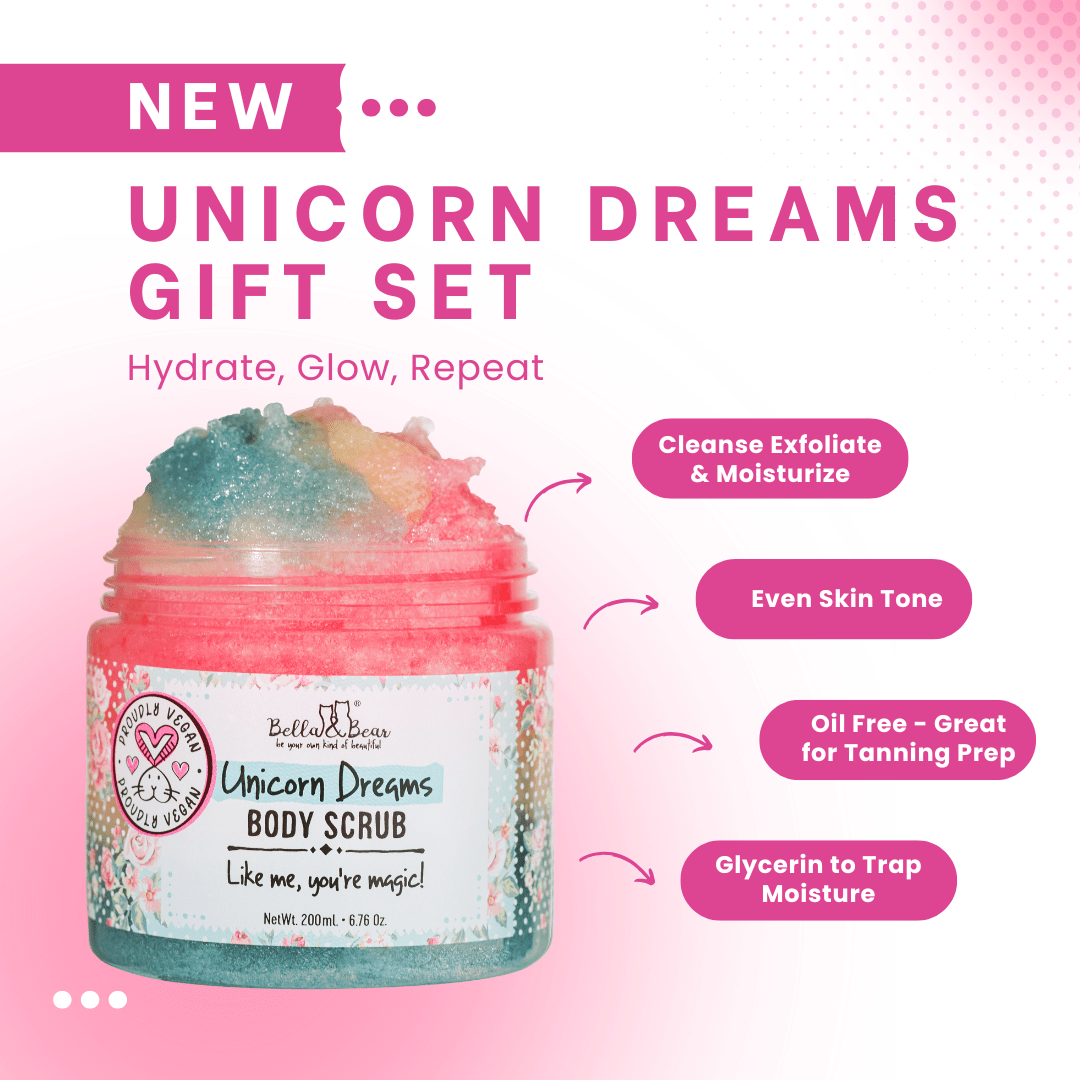 Bella & Bear Unicorn Gift Set - 3-in-1 Body Scrub & Body Butter