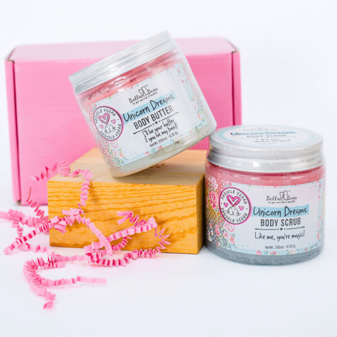 Bella & Bear Unicorn Gift Set - 3-in-1 Body Scrub & Body Butter