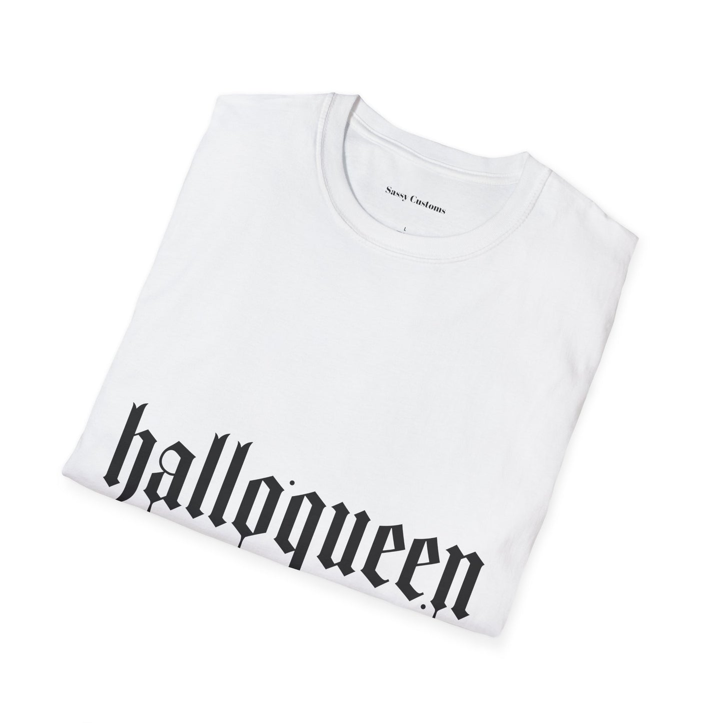 Halloween Themed Unisex Softstyle T-Shirt, Halloqueen Tee, Spooky Season Apparel, Halloween Gift, Fall Fashion