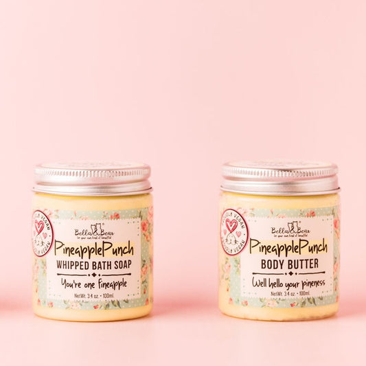 Bella & Bear Pineapple Punch Whipped Bath Soap, Moisturizing Wash 3.4oz