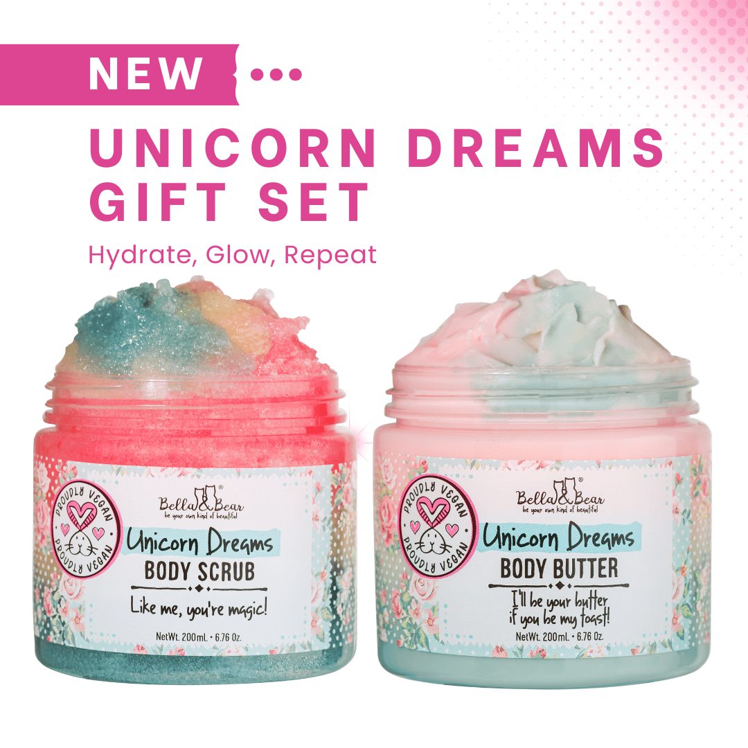 Bella & Bear Unicorn Gift Set - 3-in-1 Body Scrub &  Body Butter