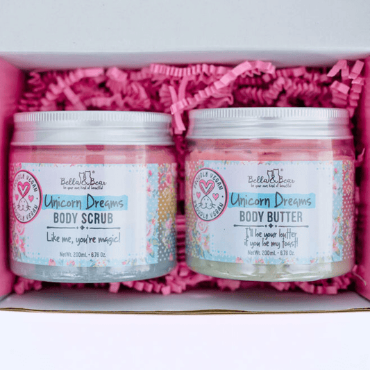 Bella & Bear Unicorn Gift Set - 3-in-1 Body Scrub &  Body Butter